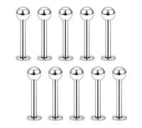 Briana Williams 10pcs Stainless Steel Lip Bars 14G Labret Tongue Nose Studs Helix Piercing 8-19mm Available
