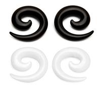 Briana Williams 2 Pairs Ear Tapers Acrylic Spiral Ear Gauges Black White 4-12mm Expander Stretcher Piercing