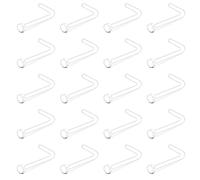 Briana Williams 20pcs Clear Nose Studs Retainers L Shaped Nose Bars Bioflex Flexible Plastic Piercing 22G 20G 18G