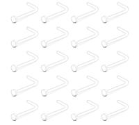 Briana Williams 20pcs Clear Nose Studs Retainers L Shaped Nose Bars Bioflex Flexible Plastic Piercing 22G 20G 18G