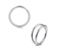 Briana Williams 2pcs Hinged Nose Ring Segment Lip Helix Septum Tragus Helix Rook Earrings Piercing 16G 6mm Silver Clicker