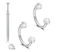 Briana Williams 2pcs Septum Piercing Jewellery 18G Internally Threaded Horseshoe Nose Ring CZ, Tragus Piercing Stainless Steel Nose Rings for Women Men -Silver