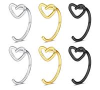 Briana Williams Fake Nose Ring 20G 8mm Stainless Steel Silver Gold Black Septum Lip Ear Piercing for Women Men