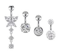 Briana Williams Small Belly Bar 6mm Short Belly Button Bars Stainless Steel Piercing Banana Curved Barbell Piercing Jewellery 14G Silver