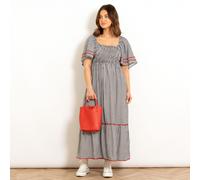 Briar Milkmaid Maxi Dress - Black, Gingham Sarta Black 12-14