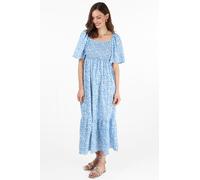 Briar Milkmaid Maxi Dress - Blue, Ditsy Floral Sarta Baby Blue M