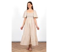 Briar Milkmaid Maxi Dress - Cream, Striped Sarta Cream M