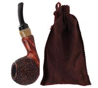 Briar Wood Smoking Pipe - Reusable Filter Tobacco Pipe - Wooden Tobacco Pipe Built-in 9mm Carbon Core Filter Exquisite Craft Gift for Friends, Family, Workmates, etc(Pock Surface)