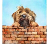 Briard Tan Dog Art Square Blank Greeting Card - Gift Idea Special Occasion Inside With Envelope Premium Unique Design Animal Cute Illustrated Wildlife Quality Included Uk Designed
