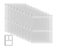 Briartw 10 Page Protectors Pockets Inserts with Three Pockets, for A4 Size 4 Hole Binder Folder for Dies and Stamps Storage,Waterproof PVC Clear Bags Protectors for Storage Craft Supplies,Cardstock