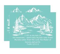 Briartw 2 Pack Psalm 121:1-2 Silkscreen Stencils, 8.5x11 Inch Reusable Self-Adhesive Mesh Stencils with Mountain Landscape, Religious Inspirational Stencils for Faith-Based Crafts and Gifts
