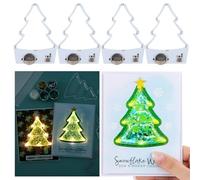 Briartw 2 Pcs Christmas Tree Easy Lights for Making Light-Up Cards Self-Adhesive Light-Up Units with Warm White LEDs to Add Lights to Handmade Cards or Scrapbook Pages for Christmas Anniversaries