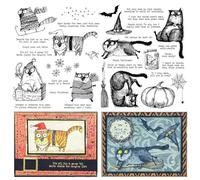 Briartw 2 Pcs Halloween Cat Cute Winter Pumpkin Magic Christmas Cheer Clear Rubber Stamps Seal for DIY Scrapbooking Embossing Craft Card-making Stamping Gift Card Paper Album Silicon Stamp
