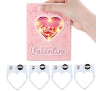 Briartw 2 Pcs Heart Easy Lights for Making Light-Up Cards Self-Adhesive Light-Up Units with Warm White LEDs to Add Lights to Handmade Cards or Scrapbook Pages for Anniversaries Valentine's Day
