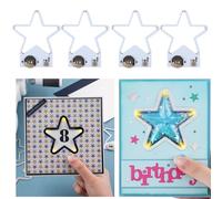 Briartw 2 Pcs Star Easy Lights for Making Light-Up Cards Self-Adhesive Light-Up Units with Warm White LEDs to Add Lights to Handmade Cards or Scrapbook Pages for Birthdays Anniversaries Holiday