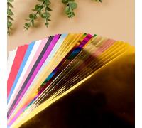 Briartw 20x29cm Hot Foil Paper 50 Sheets Pack Toner Reactive Foil Hot Stamping Foil Paper by Laser Printer and Laminator for Scrapbooking Craft Cardmaking DIY Album (16 Colors Mixed, 50 Sheets)