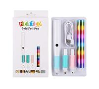 Briartw 3 Tips Hot Heated Foil Pen Set USB DC5V Powered Pen for Adding Shining Handwritten Scrapbooking Tool Kits with Rainbow Color Foil Paper Roll Glimmer Card Making Craft