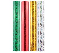 Briartw 4 Holiday Variety Pack Heat Activated Foil for Glimmer Hot Foil System/Heat Foil Pen,Glimmer Hot Foil Roll Bundle for Crafts,5.9inx9.84ft Heat Transfer Foil Per Roll,Foil Transfer Sheets