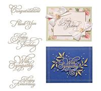 Briartw 5pcs/Set Word Hot Foil Plate Happy Birthday Thank You Congratulations with Sympathy Happy Anniversary for DIY Scrapbooking Embossing Cards Crafts