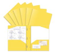 Briartw 6-Pack Yellow Plastic Folders with Prongs, Sunny & Bright for School, Happy Organizing, Note-Taking, Study Materials, and Boosting Productivity