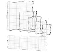 Briartw 6 Pieces Acrylic Stamp Block Clear Stamping Tools Set with Grid Lines for Scrapbooking Crafts Card Making,Clear Acrylic Stamp Block Kit With Grid Lines,scalloped Edges for Comfortable Gripping