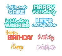 Briartw 8 Pcs Happy Birthday and Shadow Outline Sentiments Cutting Dies for Card Making DIY Scrapbooking Embossing Die-Cuts Craft Cardmaking Template Stencils Handmade Art Decoration Album Cardstock