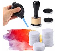 Briartw Alcohol Ink Blower Applicator Tool Mini Round Ink Blending Tool with 50 Felts Foams Set Replacement Refill Scrapbooking Painting Drawing Art Supplies Handle Ink Tools Embossing Stencils