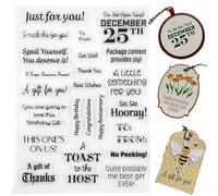 Briartw All Occasion Clear Stamp Set, A5 Sentiments for Card Making with Thank You, Happy Birthday, Get Well, Christmas & Gift Phrases, 6.3x8.3 Inch Silicone Stamps for DIY Crafts