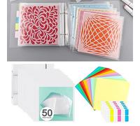 Briartw Cookie Stencil Storage Binder - 6x6inch Stencils, Die Cuts, Scrapbooking, Clear Stamp Storage Folder Organizer - Includes 1 Cover, 50 Sleeve, 50 Backing Paper and 10 Sheets Divider Tabs