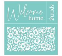 Briartw Floral Welcome Silkscreen Stencil 12x12" Reusable Self-Adhesive Mesh Stencils Silk Screen Stencil Printing for Polymer Clay Home Decoration Printing on Wood Fabric Wall Cup Plate Glass