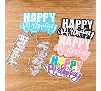 Briartw Happy Birthday Cutting Dies,Word and Shadow Metal Stencil for Cards Making,DIY Scrapbook,Handmade Invitation Card Postcard,Release Stress,Embossing Decoration Crafts Tool