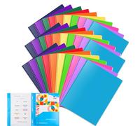 Briartw Heavy Duty Plastic Pocket Folder with Prongs for Letter Size Paper,30 Pack Colors File Folder 2 Pockets and 3 Prongs,As Well As 2 Card Slots,for Office and School Staff or Students