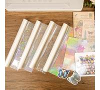 Briartw Holographic Laminating Film Roll (4 Patterns:Glitter,Stars,Dots,Plain), 22x500cm, 26 Micron BOPP Precoated Thermal Film, Waterproof Scratch-Resistant for DIY Crafts, Scrapbooking, Cards