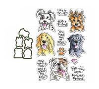 Briartw Various Dogs Woof Forever Friend Metal Cutting Die and Matched Clear Rubber Stamp Set Stamping DIY Die-cuts Scrapbooking Embossing Stencil Album Gift Cards Home Decoration Paper Craft