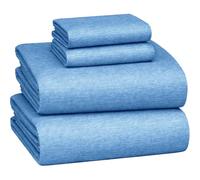 Briarwood Home 100% Cotton Printed Flannel Sheet Set - 4 Piece Brushed Turkish Bedding - Super Soft, Warm, Cozy, Deep Pocket & Breathable All Season Sheets & Pillow Set(Melange Blue, Queen)