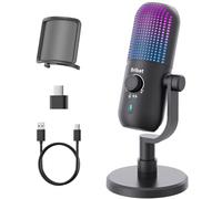 BRIBAT USB Condenser Microphone for PC Gaming,RGB Cardioid Desktop Mic