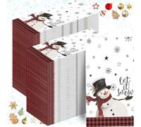 Bribay 200 Pcs Christmas Napkins Paper Towels Disposable Guest Hand Towels 3 Ply， Red Tree Snowman Elk Xmas Decorative Paper Napkins for Bathroom， Holiday Cocktail Dinner Party Decor