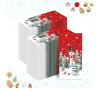 Bribay 200 Pcs Christmas Napkins Paper Towels Disposable Guest Hand Towels 3 Ply， Snowman Tree Xmas Decorative Paper Napkins for Bathroom， Holiday Cocktail Dinner Party Decor