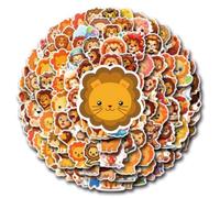 Bric dodo 100Pcs Multicolor Cartoon Lion Stickers, PVC Material, Suitable for Plastic, Metal, Glass, Wood, Ceramic, Reusable, Waterproof, Perfect for Laptops, Skateboards, Luggage, Cars, Bikes