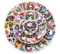 Bric dodo 50Pcs Multicolor with Black Skull Graffiti Stickers for Laptops, Cars, Skateboards, Luggage, Bikes, etc. - Waterproof, Reusable, PVC Material - Perfect for DIY Decoration and Gifts