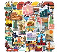Bric dodo 50Pcs Travel Map Country Stickers, Waterproof & Reusable, Vinyl Material, Perfect for Laptops, Cars, Skateboards & More, Vintage Style