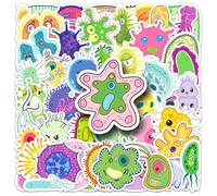 Bric Dodo Pack of 50 Microorganisms Stickers Car Laptop Phone Guitar Skateboard Motorcycle Bicycle Microbe Stickers Set Vinyl Waterproof Aesthetic Stickers for Teenagers Children Adults