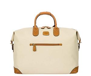 BRIC’s Holdall Firenze Collection, Travel Bag with Shoulder Strap and Shoulder Support for Suitcase, Integrated TSA Padlock, PVC, Size: 43x28x19 cm, Cream
