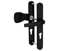 Bricard 7788923 Set of Handles on Emetal Plate, Stand and Spoiler for Front Door (European Cylinder), Black Lacquer