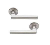 Bricard Tempo 668551 Pair of Door Handles on Rose Stainless Steel Samba Design, stainlesssteel