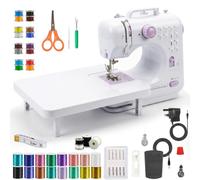 BRICH Mini Sewing Machine with Extension Table, 46-Pcs Portable Stitcher | 12 Stitches Heavy Duty Sewing Machine for Beginners, Small Stitching Machine for Denim & Crafting, 46-Pcs Accessory Kit