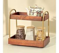 Brick Brown ® Premium CasaDuo Multipurpose Organizer Rack for Cosmetics Storage | Display Holder | Bathroom Dresser Countertop | Kitchen Organizer in Mahogany Finish (Self Assembly) (13X8.25X12.5 in)