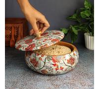 Brick Brown ® Premium Handcrafted Solid Wood Marigold Roti Casserole for Kitchen | Chapati Box for Kitchen & Dining | Designer Roti Casserole/Roti Hot Pot Case | Handmade Roti Dabba Serveware | Roti