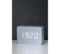 Brick Click Clock Aluminium with White LED Gingko Design Grey One Size