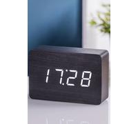 Brick Click Clock Black with White LED Gingko Design Black One Size